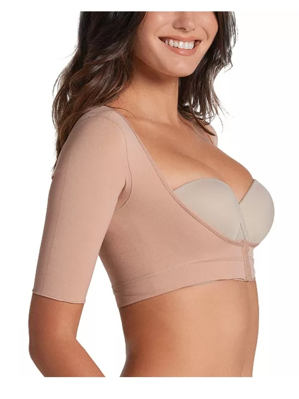 Short Sleeve Post-Surgical Compression Shrug in Nude